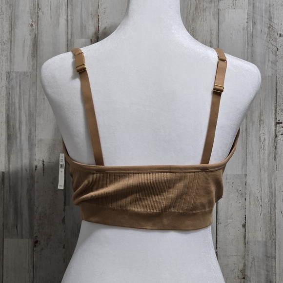Aerie Tan Seamless Ribbed Ring Plunge Bralette Size XL - Picture 3 of 6